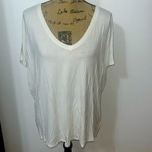 Express Relaxed Off White V Neck T-Shirt Large